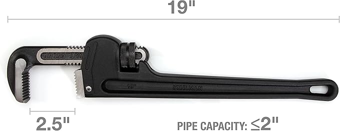 Steelman 60876 18-Inch Heavy-Duty Cast Aluminum Straight Handle Pipe Wrench