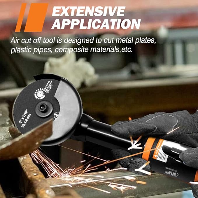 Air Cut off Tool, WP WORKPAD 3 inch Cut Off Tool with 5Pcs Die Grinder Cut Off Wheels,18000RPM, Pneumatic Cutting Machine Metal Sheet Cutter Tool Kit