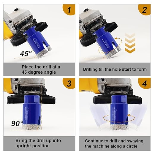 SHDIATOOL Diamond Drill Core Bits,Tile Drilling Core Hole Saw Cutter Beveling Chamfer for Porcelain Marble Ceramic Granite with SDS Plus Adapter 9pcs(6/6/6/20/25/35/50/10-35MM/SDS)