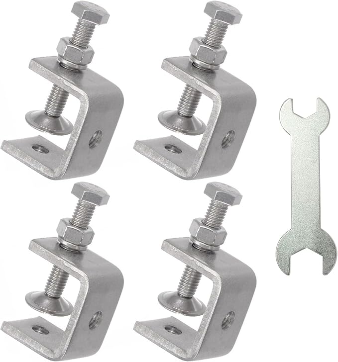 Stainless Steel C Clamps, Mini Tiger Clamp Set for Mounting, Heavy Duty Metal U Clamps, Small Desk G-Clamp with 1.18 Inch Stable Wide Jaw Opening for Metal Working Woodworking Welding Building (6pcs)