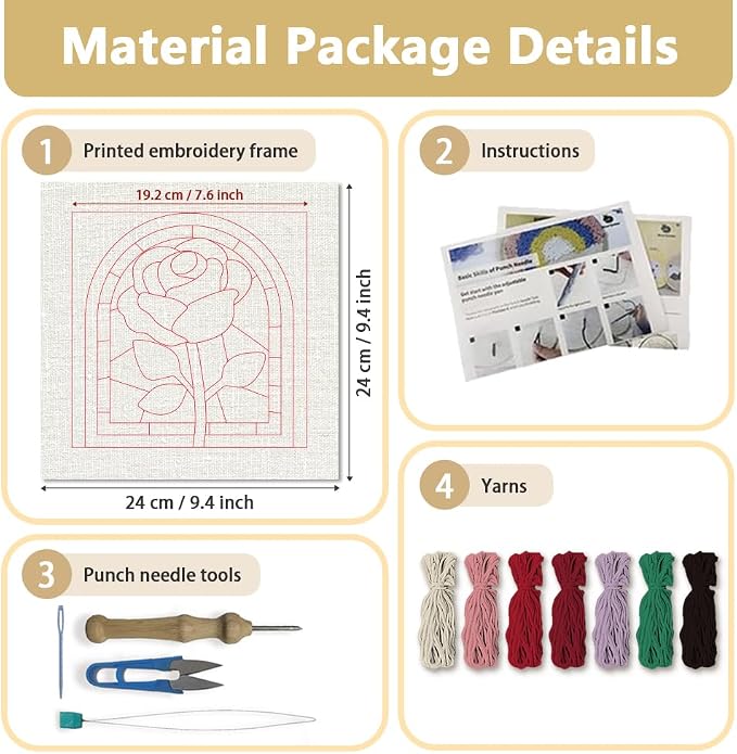 DOODLREAM Rose Window DIY Punch Needle Embroidery Kit - Image 2