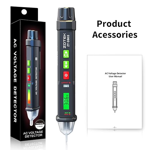 ZOYI ZT-DB03 AC Voltage Detector - Non-Contact Voltage Tester Pen, Adjustable Sensitivity, Electricity Tester, Live Wire Tester, Electrical Tester Pen, 12-1000V