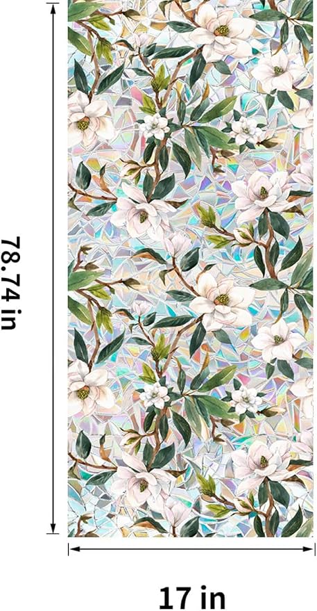 Floral Stained Glass Window Privacy Film, Retro Decorative Rainbow Window - Image 2