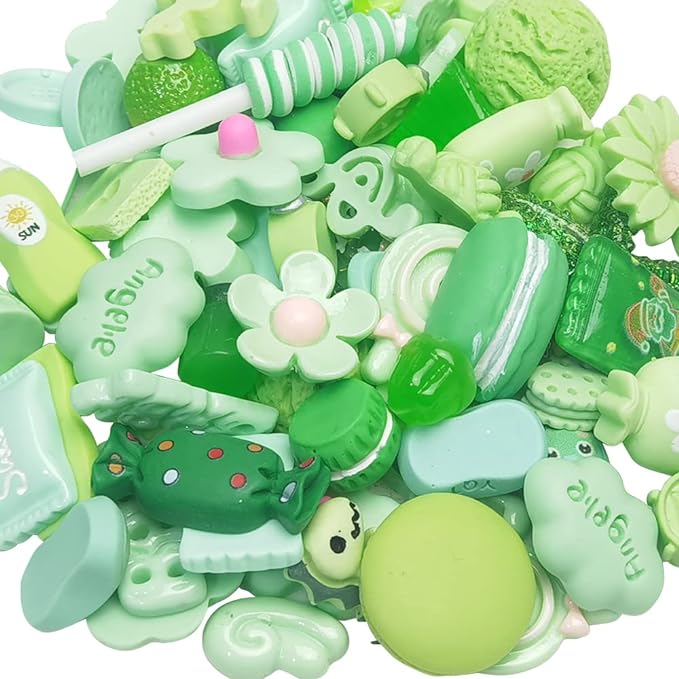 Chenkou Craft 50pcs Lots Mix Assorted Green Craft DIY Flatbacks Resin Flat Back by ChenkouCraft