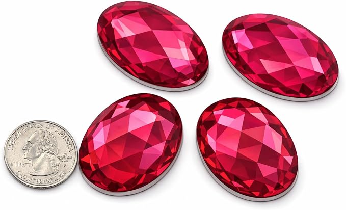 40x30mm Pink Fuchsia .NAT01 Large Flat Back Oval Acrylic Rhinestones Cosplay by Allstarco