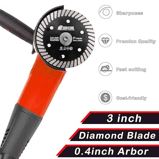 SHDIATOOL Tile Diamond Saw Blade,5Pcs 3In/75mm x Arbor 3/8In/10mm for Ceramic,Hard Porcelain,Glazed Tiles Dry Cutting disc
