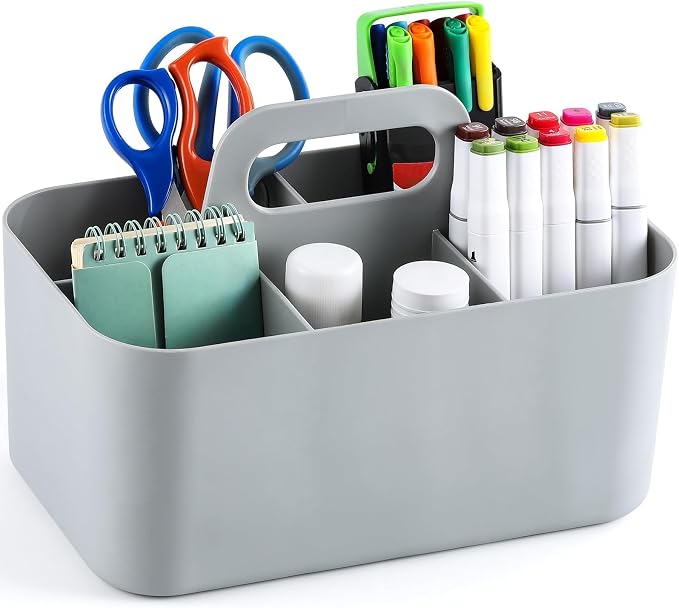 Multiuse Caddy Organizer with Handle, Portable Divided Plastic Tote Bin - Image 9