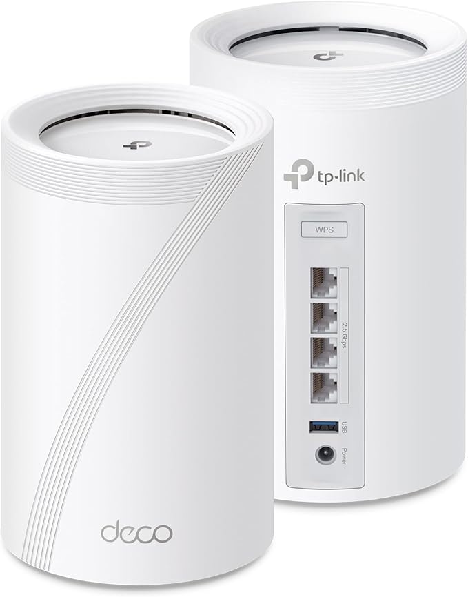 TP-Link Deco BE63 Tri-Band WiFi 7 BE10000 Whole Home Mesh System- 6-Stream 10 Gbps, 4x2.5G Ports Wired Backhaul, 4X Smart Internal Antennas, VPN, MU-MIMO, HomeShield, Free Expert Support (2-Pack)