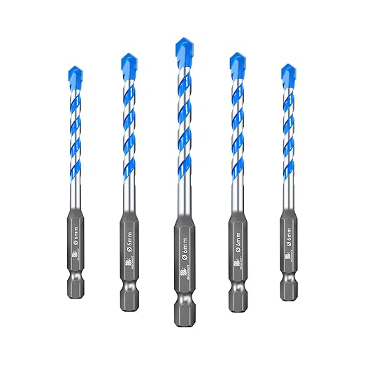Carbide Drill Bit Set - Dry Drill Bit Set for Masonry, Concrete, Bricks, Wood, Plastic etc(6MM*5Quick-fit Shank)