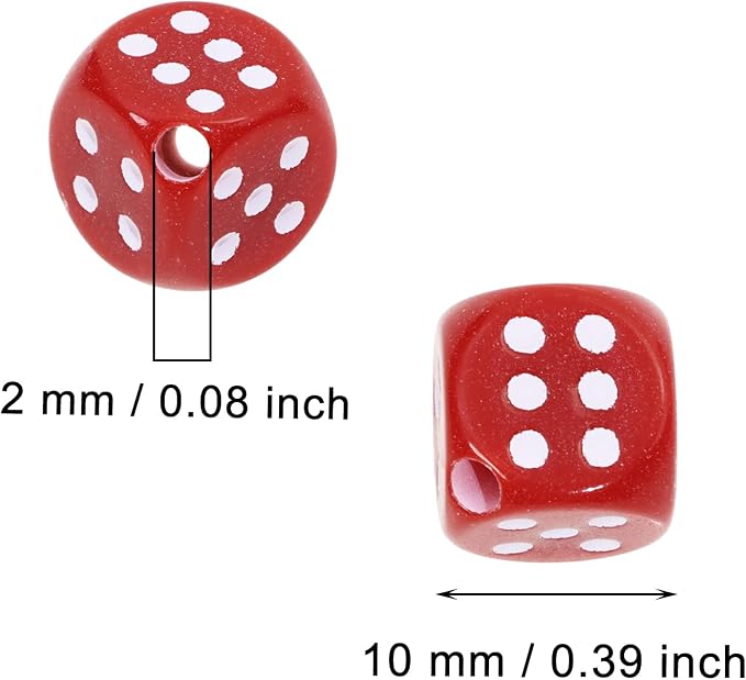 Tupalizy 10mm Acrylic Dice Beads Small 6 Sided Dice Charms - Image 2