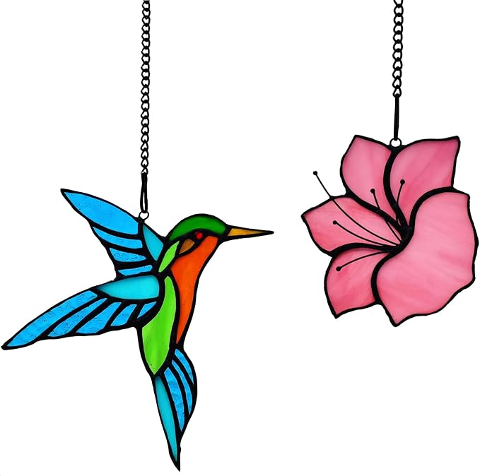 2 Pack Stained Glass Hummingbird by Handcraftedstainedglassgifts