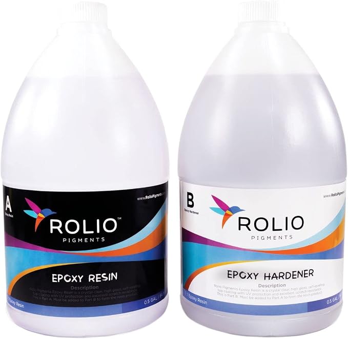 Rolio - Epoxy Resin and Hardener 1 Gallon Kit Self Leveling, Crystal Clear by RolioPigments