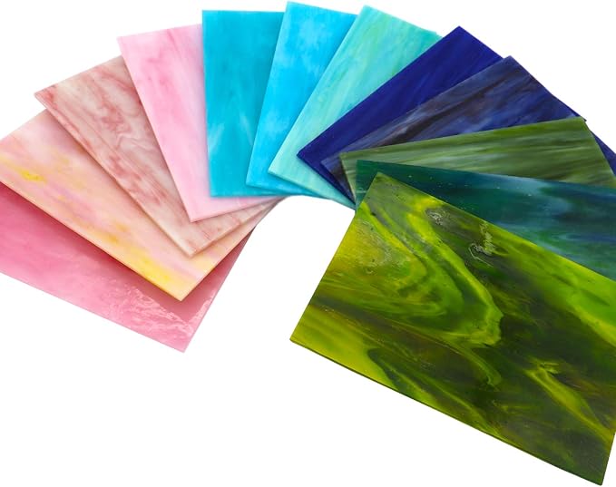 LITMIND 12 Sheets Variety Stained Glass Sheets Pack, 4 x 6 inch Mosaic Glass - Image 4