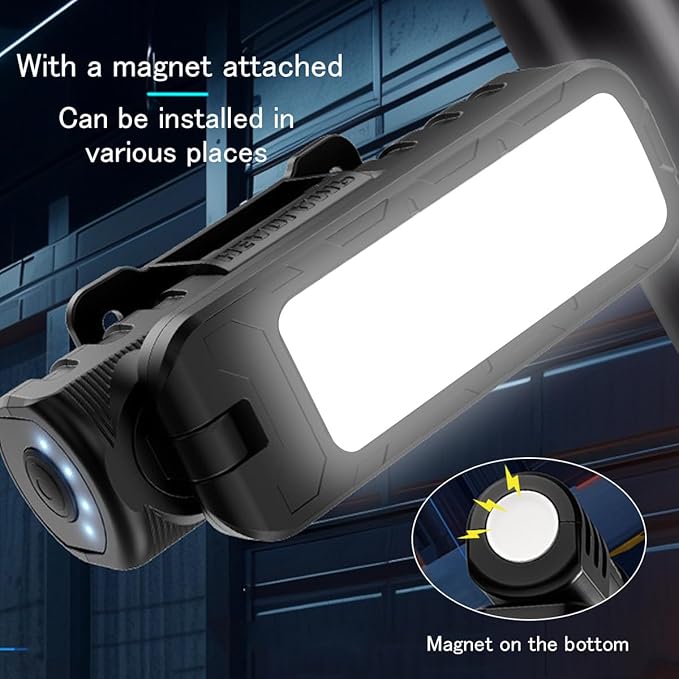 2 Pcs Rechargeable LED Work Light BBQ Grilling Accessories with Magnetic Base, 180° Rotate Mechanic Grill Light for Car Repair, Emergency, Camping, Outdoor & Mechanics Tools