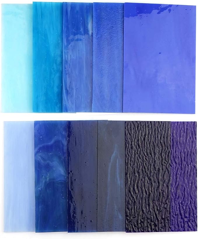 Lanyani（10 Sheets）Blue Variety Stained Glass Sheets 4 x 6 inch Opal Art Glass - Image 5