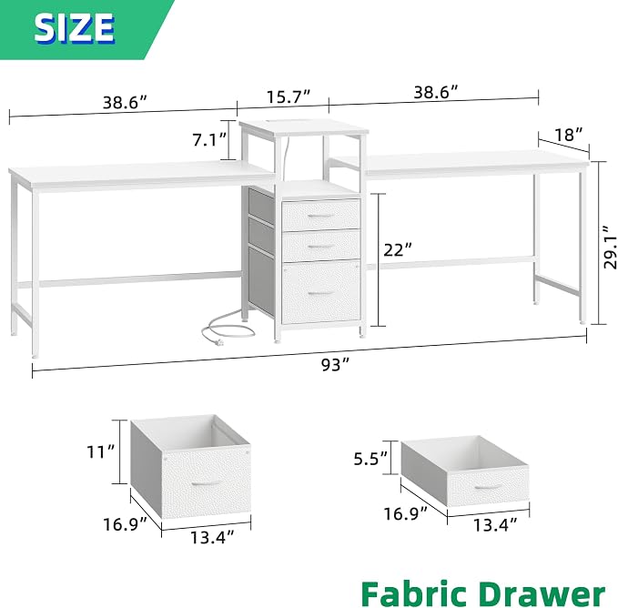 GYIIYUO 93'' Two Person Desk - Image 2
