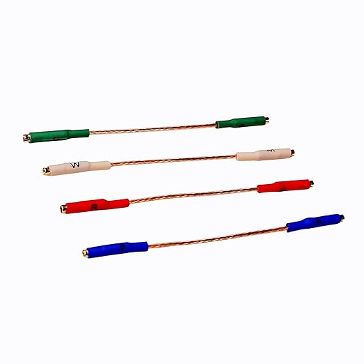 Turntable Phonograph Lead Wires, 7N OFC Gold-Plated Clips Cartridge Headshell Wire Litz Wire - 4 Packs