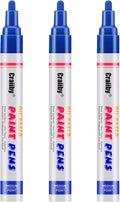 Blue Paint Markers, 3 Pack Oil-Based Waterproof Quick Dry Permanent Paint Pen by Craiiby