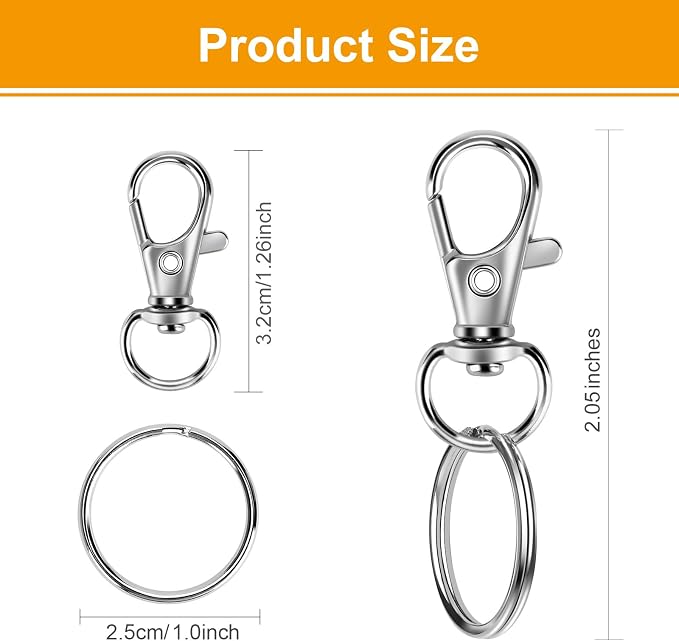 60PCS Keychain Making Kit, Including 30PCS Keychains Clips Hooks and 30PCS Key - Image 3