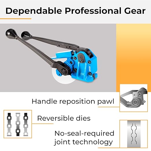 IDL Packaging IDL-17-58 Sealless Combination Tool for 5/8" Steel Strapping - 3-in-1 Tensioner, Sealer, and Cutter - Combination Metal Strapping Tool - Durable Banding Tool with Long Service Life