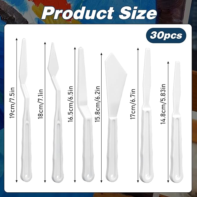 30Pcs Plastic Spatula Palette Knives, Palette Knife Set Thin and Flexible Art - Image 2