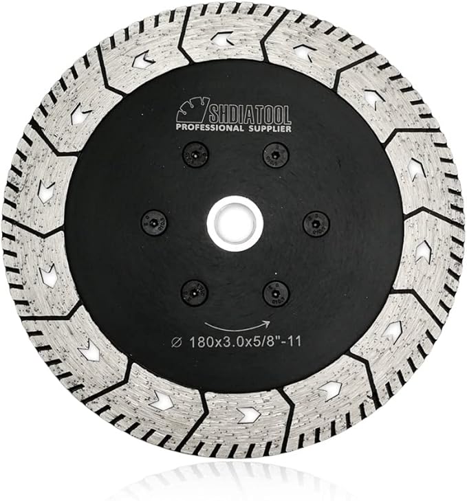 SHDIATOOL 7 Inch Granite Turbo Cutting Blades Two-in-One Design Cut Grind Sharpen Marble Concrete and Bricks