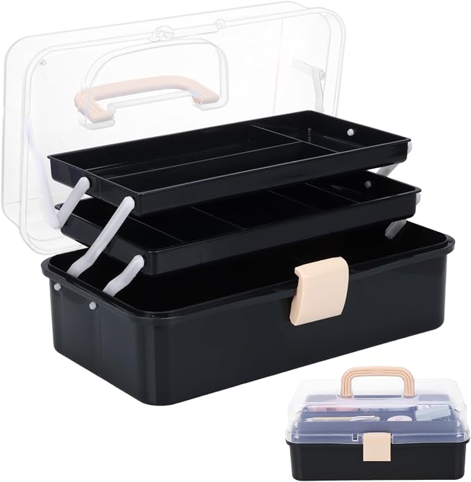 Craft Organizers, Tackle Box 3-Layer Portable Folding Toolbox, Plastic Tool Box by Outuxed