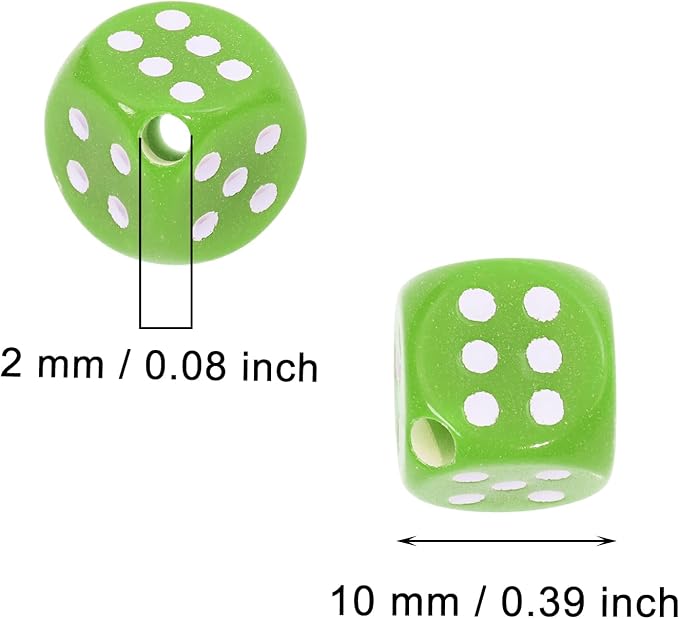 Tupalizy 10mm Acrylic Dice Beads Small 6 Sided Dice Charms - Image 2