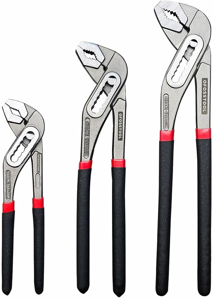 3 Pieces Groove Joint Pliers Set,8/10/12 inch Adjustable Pliers Multi-Purpose Water Pump Tongue And Groove Plier Set for Home and Industrial Repair