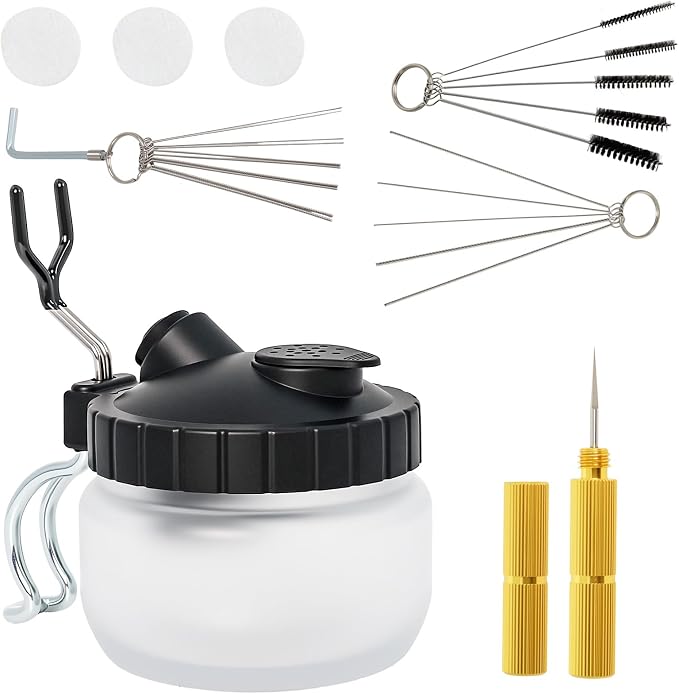 Podoy Airbrush Cleaning Kit, Glass Airbrush Cleaning Pot by PodoyDirect