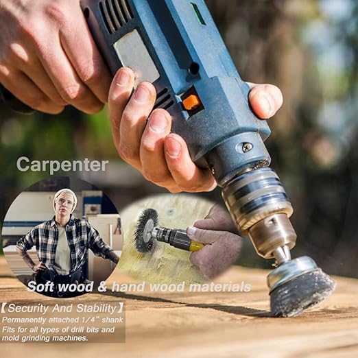Wire Wheel Cup Brush Set,0.012-Inch Coarse Crimped Carbon Steel,Die Grinder Wire Brush for Drill,1/4In Hex Shank,Wire Drill Brush Set (24 Pack)