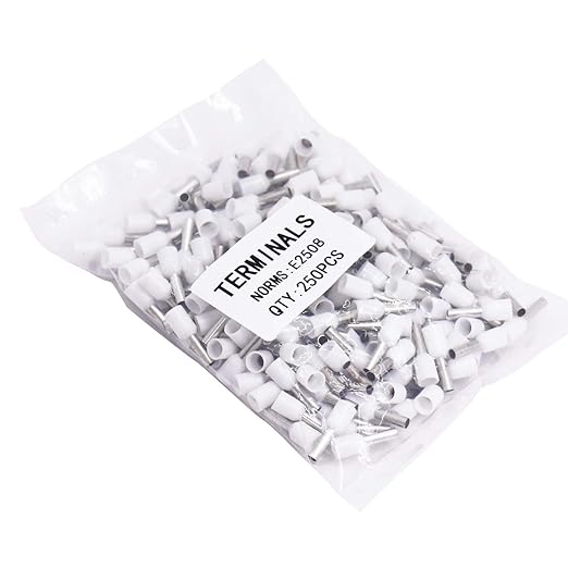 Fidioto AWG14 Wire Ferrules Terminals, 250pcs AWG14 Terminal Connector Wire Insulated Cord Pin Ends Terminals for Electric, Industrial, Chemical Industry, Power Control System, etc.