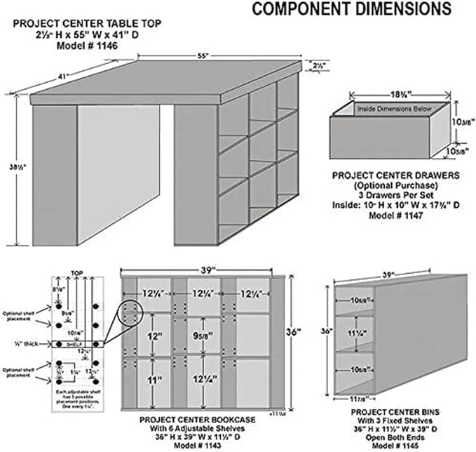 Project Center Desk with Bookcase and 3 Bin Cabinet-Black - Image 2