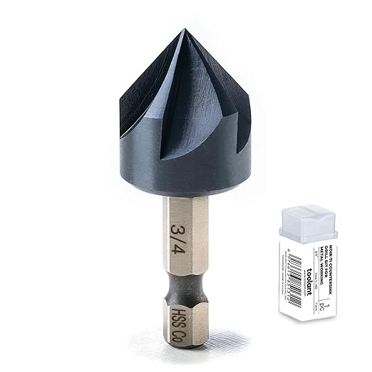 toolant 3/4" Noir-Ti Cobalt Countersink Drill Bit(Pro), Titanium Aluminum Nitride Coated with Quick Change Hex Shank
