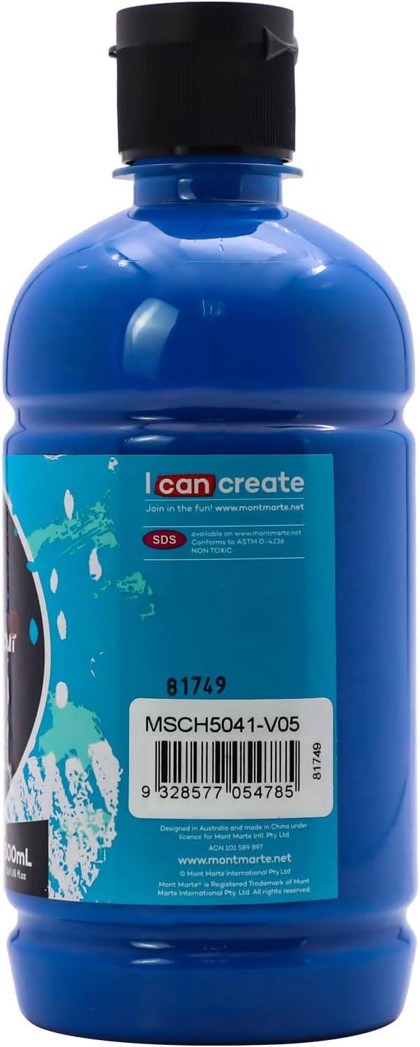 Mont Marte Signature Deep Cyan Acrylic Paint, Semi-Matte Finish, Suitable - Image 3