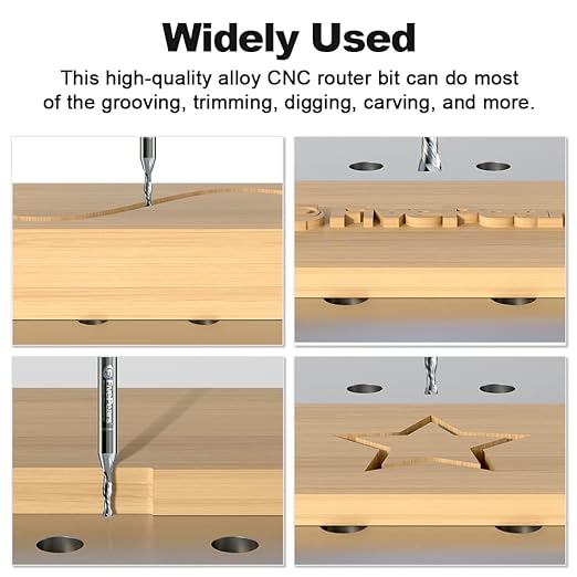 FivePears Up&Down Cut Spiral Router Bits Set for CNC, 1/8 inch Cutting Diameter and 1/2 inch Cutting Length 1/4 inch Shank Carbide End Mill Router Bit for Wood Carving Engraving Grinding Grooving