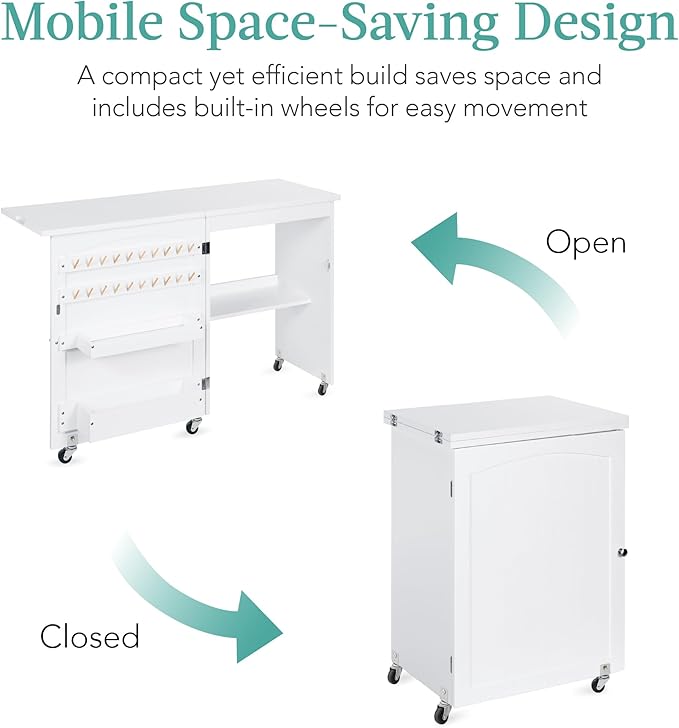 Best Choice Products Folding Sewing Table Multipurpose Craft Station & Side Desk - Image 5