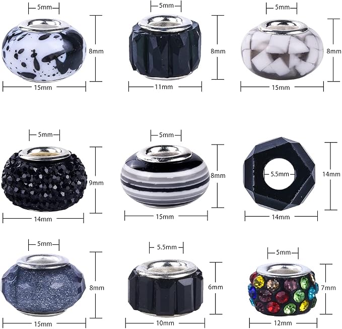 Aipridy Assortment European Large Hole Beads Spacer Beads Rhinestone Craft Beads - Image 4