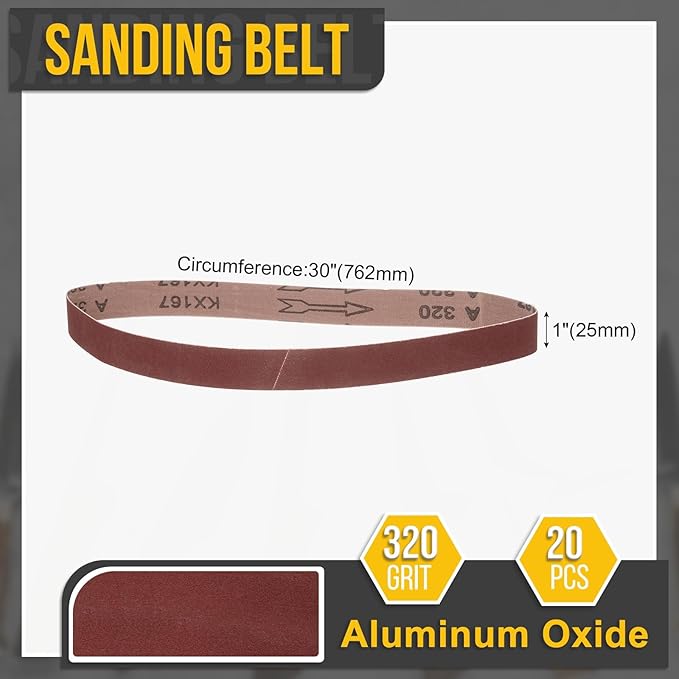 1 x 30 Inch Sanding Belt, 3 Pcs 320 Grit Knife Sharpener Belts Work Sharpening for Belt Sander Knife Carving Tool Metal Working