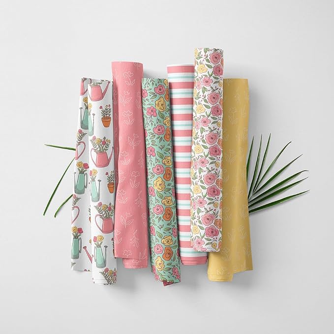 Patchwork Fabric Panel 100x155 cm, 100% Cotton Satin, 6 Coordinated Floral - Image 3