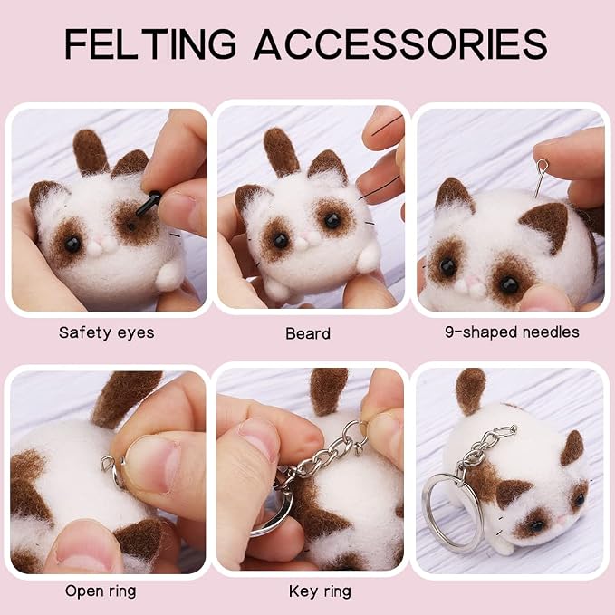QMNNMA Needle Felting Kit for Beginners, Ragdoll Cat Wool Felting Kit | DIY - Image 5