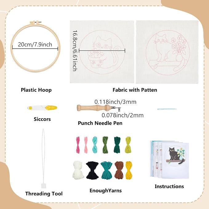 BEUNITONE 2PCS Cat Punch Needle Kit - Image 2
