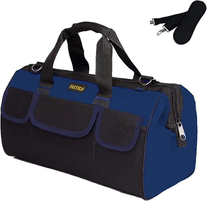 22 Inch Heavy Duty Tools Bag With Wide Mouth for Tool Storage, Carrier and Organizer, Tool Bag for Men/Women, Wide Mouth Tote Bag With Inside Pockets (22 Inch)