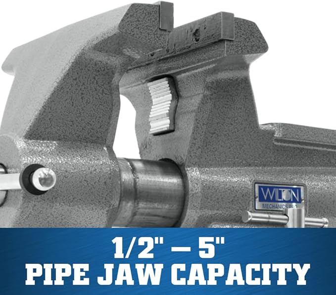 Wilton Mechanics Pro Bench Vise, 10" Jaw Width, 12" Jaw Opening, 5-1/4" Throat (Model 8100M)