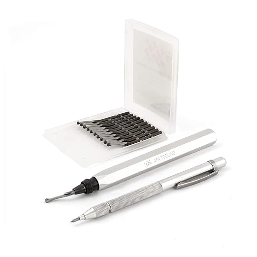 AFA Tooling - Deburring Tool with 11 High Speed Steel Swivel Blades and Tungsten Carbide Scribe - Works on Metal, Resin, PVC Pipes, Copper, Plastic and 3D Printed Edges - Plumbing & 3D Printing Tool