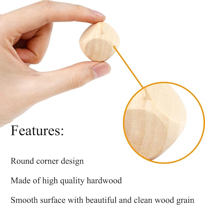 Blank Wooden Dice 1 inch 60PCS Unfinished Square Blocks 25mm Small Wood Cubes - Image 5