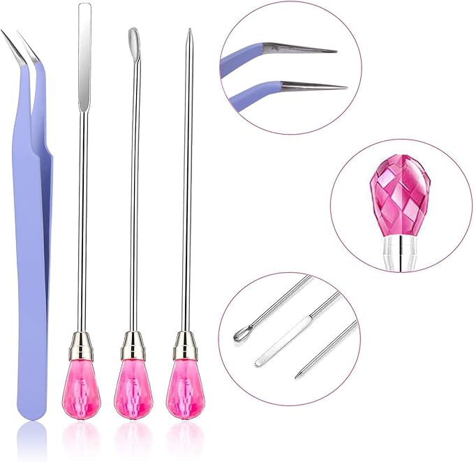 11 Pcs Silicone Resin Mold Tools Set Stirring Needle Spoon Tool Tweezers - Image 7