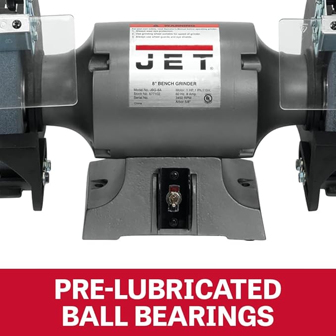 JET 8-Inch Bench Grinder, 3450 RPM, 1/2 HP, 120V 1Ph (Model JBG-8)