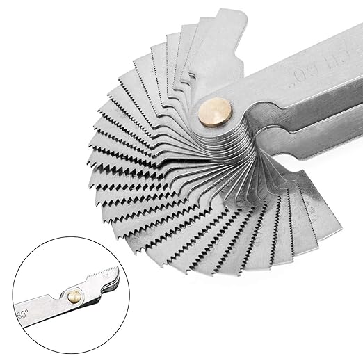 Haploon 6Pcs Pitch Cutting Gauge,Stainless Steel Screw Thread Pitch Gauge Tool Set, 3 Pieces Center Gage,1 America SAE Type,1 Metric & America SAE Type,1 Metric Imperial US for Industrial Measurement
