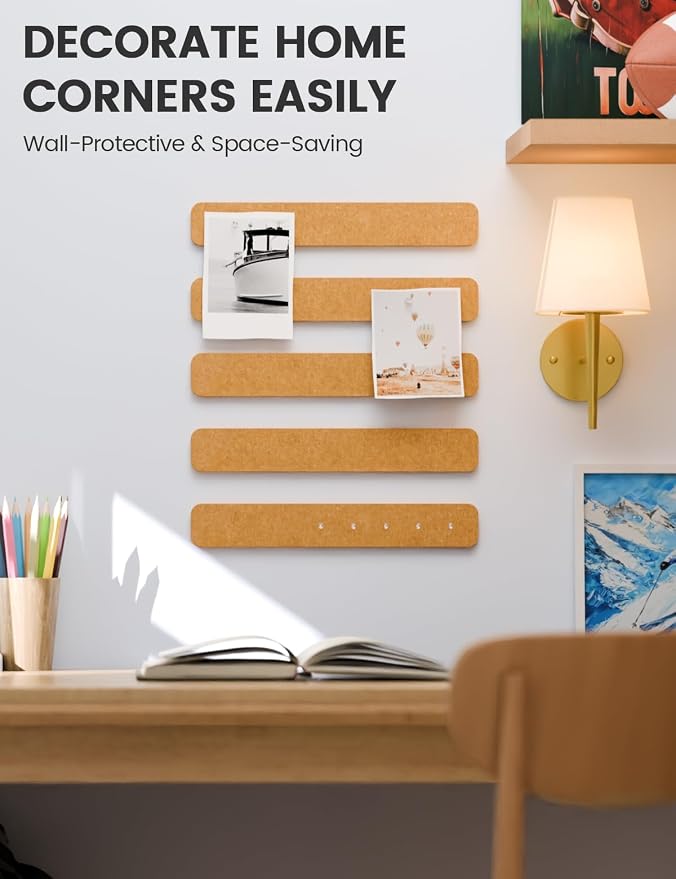 Fluxynara Cork Board Alternative Felt Strip Board 5-Pack 13"x2", Office Pin - Image 4